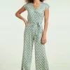 Adeline Jumpsuit In Legergroen En Gebroken Wit-Smashed Lemon Clearance