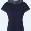 Alicia Blouse In Marineblauw-Banned Retro Best Sale