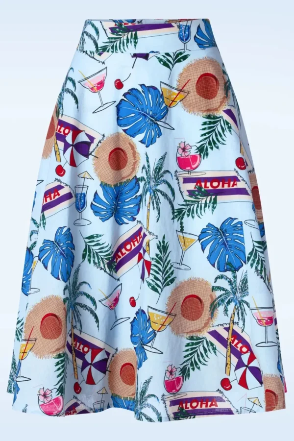 Aloha Swing Rok In Blauw-Banned Retro New