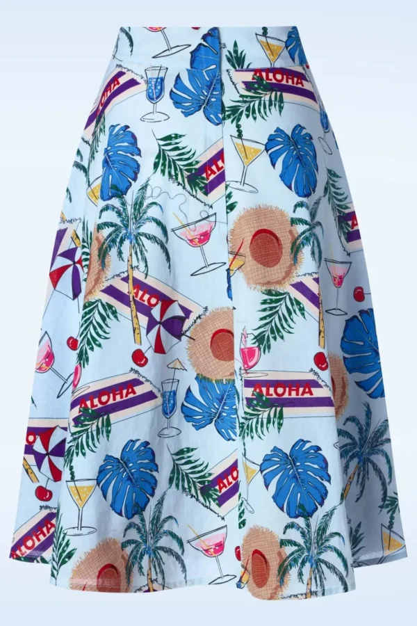 Aloha Swing Rok In Blauw-Banned Retro New