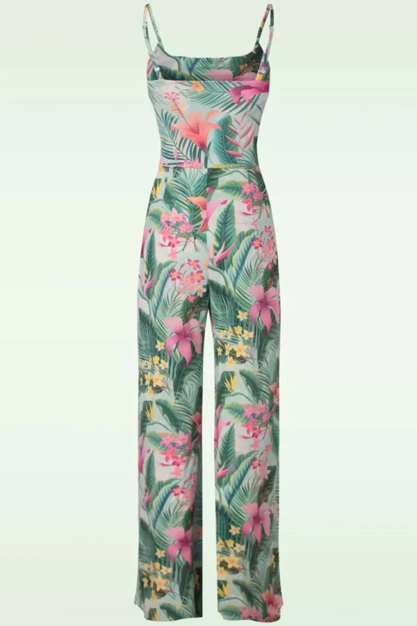 Alyssa Tropical Jumpsuit In Mint Groen-Vintage Chic for Topvintage Store