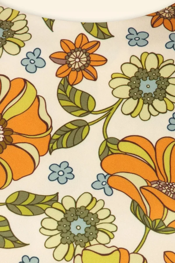 Amy Bloemen Jurk In Oranje En Groen-Vintage Chic for Topvintage Discount