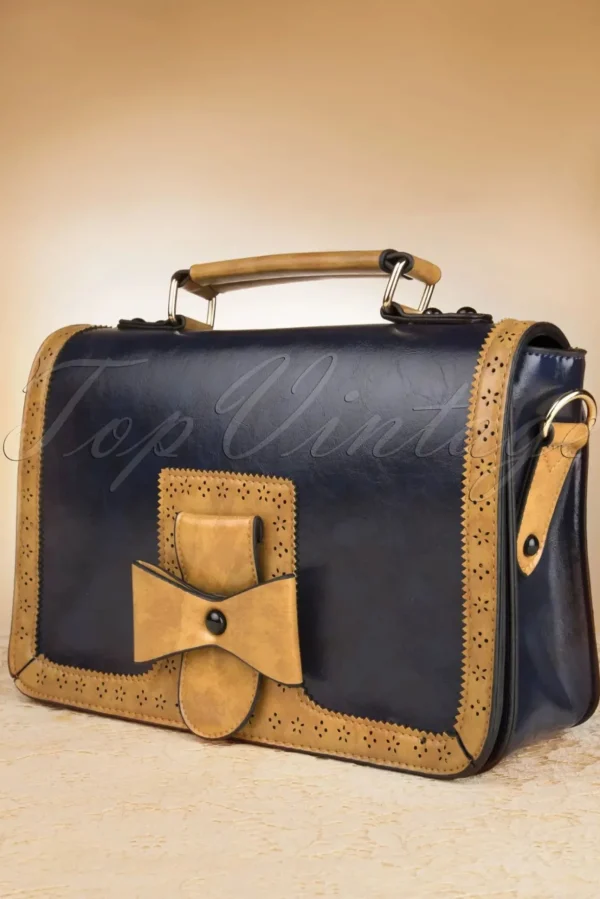 Antieke Messenger Bag In Blauw-Banned Retro New