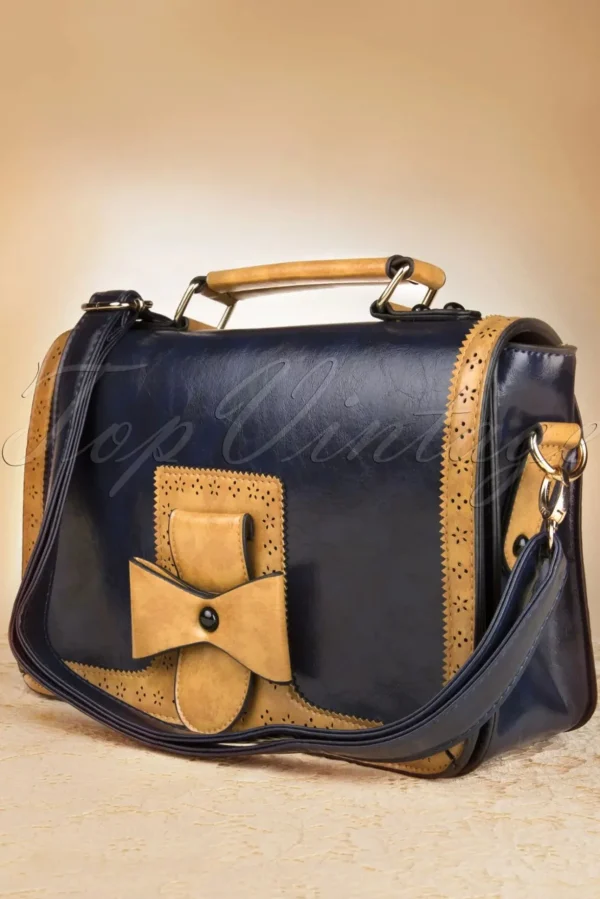 Antieke Messenger Bag In Blauw-Banned Retro New