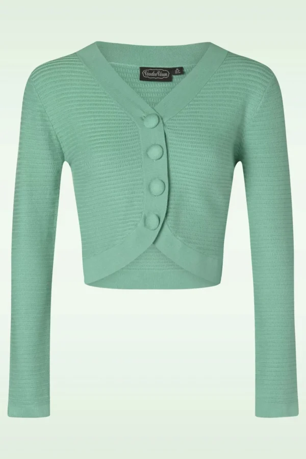 Ariane Getextureerd Gebreid Cropped Vest In Mintgroen-Vixen Clearance