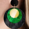 Art Deco Disk Oorbellen In Groen-Glitz-o-Matic Cheap