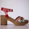 Aruba Leather Platform Sandals In Rood En Multi-Nemonic Discount