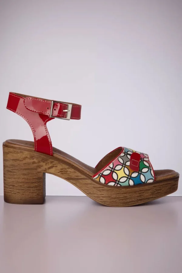 Aruba Leather Platform Sandals In Rood En Multi-Nemonic Discount