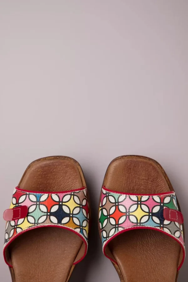 Aruba Leather Platform Sandals In Rood En Multi-Nemonic Discount