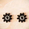 Audrey Jet Flower Stud Oorbellen In Zwart En Zilver-Lovely Best Sale