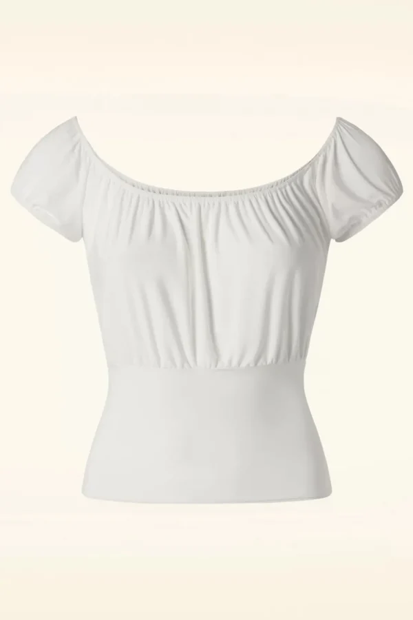 Belinda Off-Shoulder Top In Wit-Vintage Chic for Topvintage Cheap