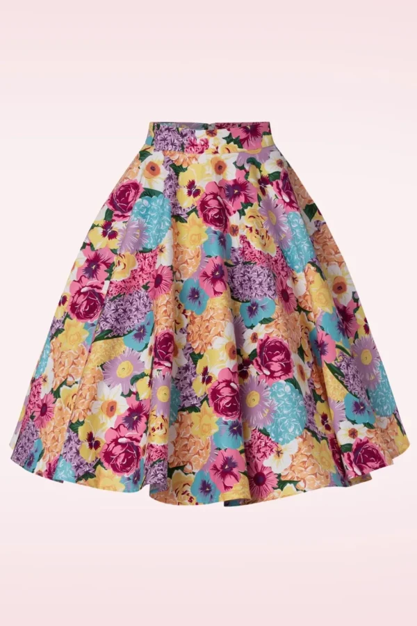 Bloemen Swingrok In Roze-Banned Retro New