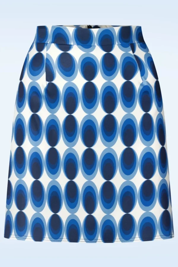 Bobby Retro Rok In Blauw En Wit-Vintage Chic for Topvintage Store