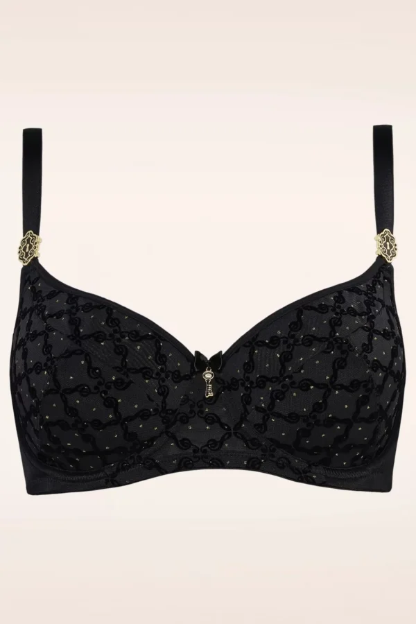 Calliope Balconette Bh In Zwart En Goud Print-Marlies Dekkers Cheap