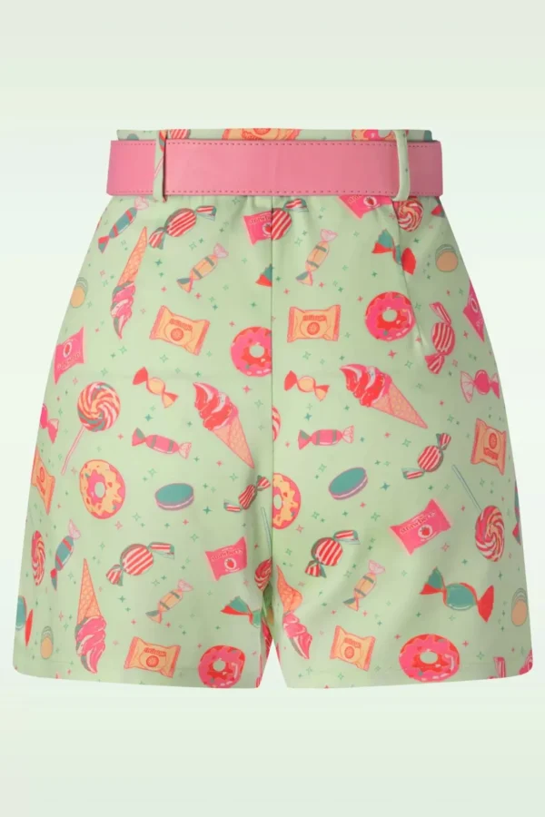 Candy Belted Shorts In Mint-Vixen New