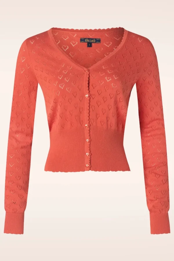 Cardi V Hart Ajour In Tweed Oranje-King Louie Best Sale