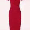 Cecilia Pencil Jurk In Rood-Vintage Chic for Topvintage Best