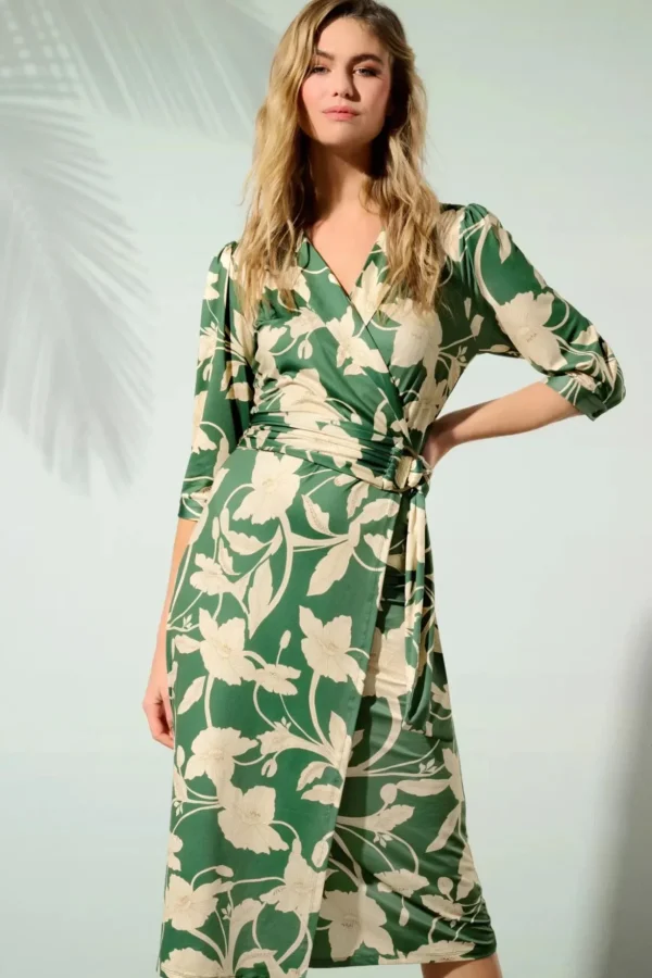 Charlotte Flower Jurk In Groen-K-Design Fashion