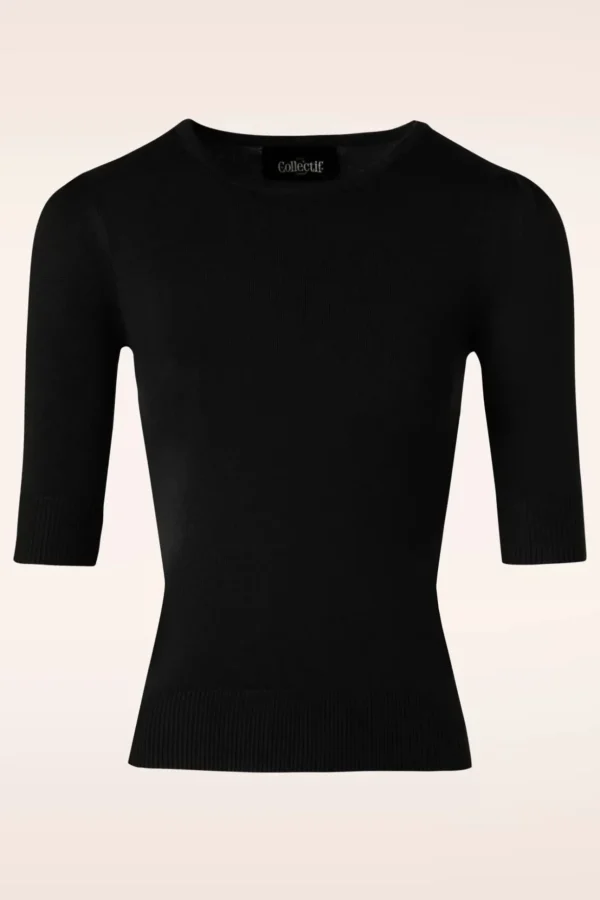 Chrissie Gebreide Top In Zwart-Collectif Clothing Best Sale