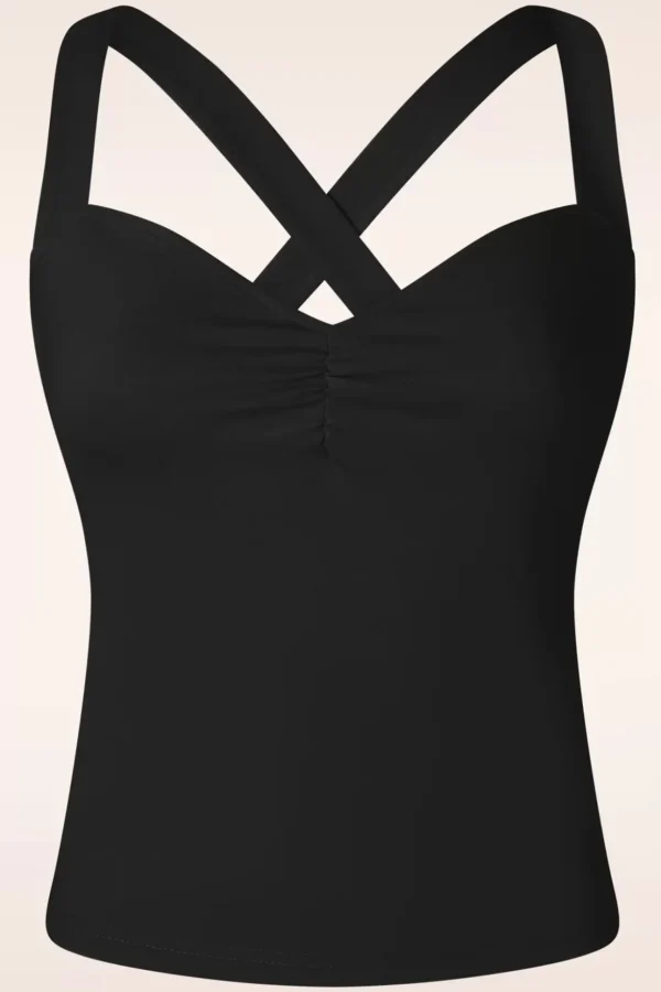 Cindy Cross Back Top In Zwart-Vixen Best