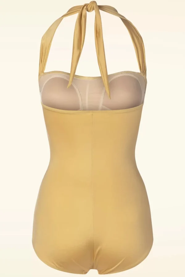 Classic Fifties One Piece Badpak In Goud-Esther Williams Best Sale