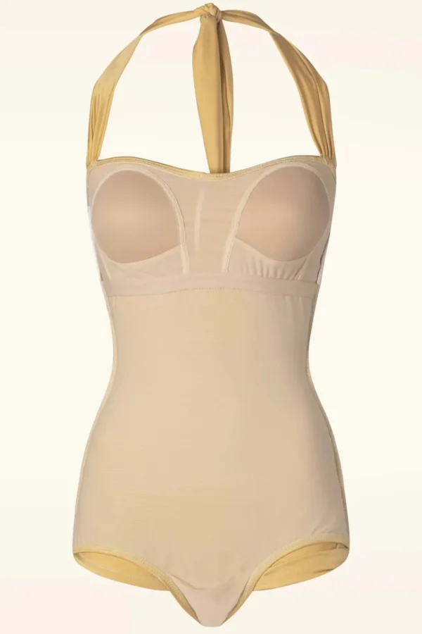 Classic Fifties One Piece Badpak In Goud-Esther Williams Best Sale