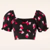 Confetti Crop Top In Zwart-Bunny Hot