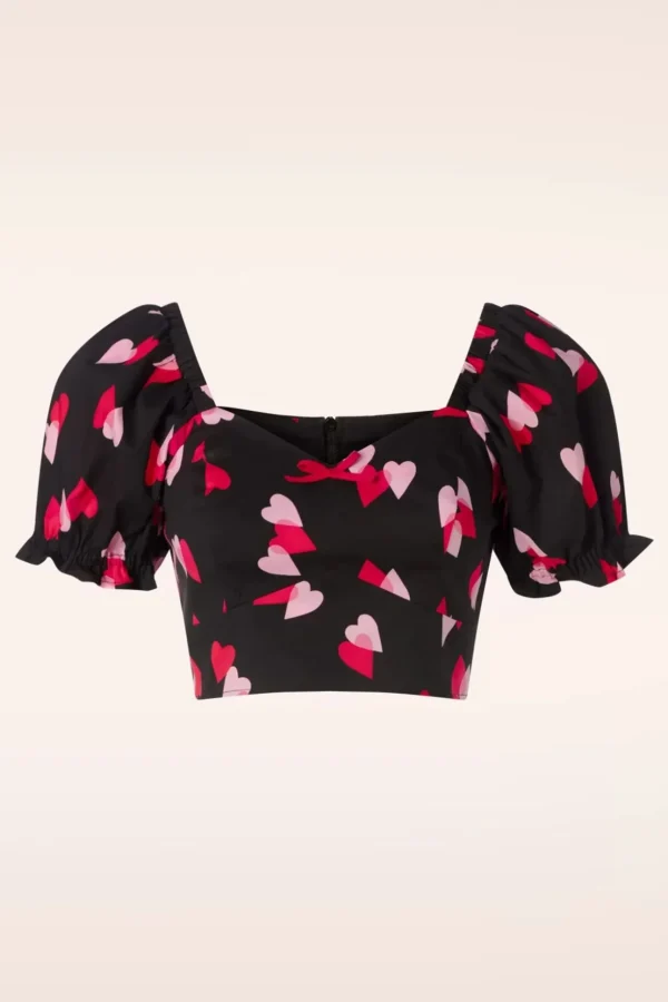 Confetti Crop Top In Zwart-Bunny Hot