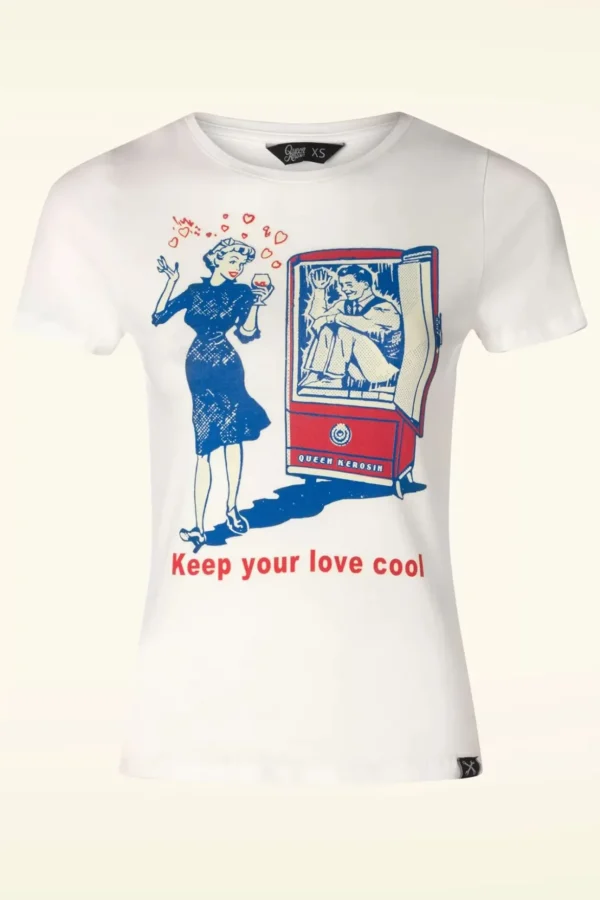 Cool Love T-Shirt In Gebroken Wit-Queen Kerosin Outlet