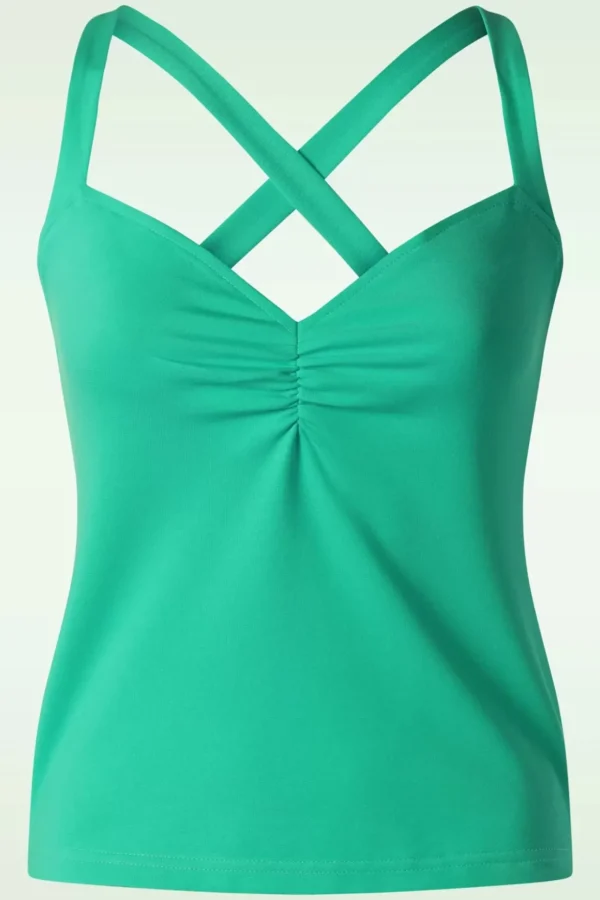 Cross Back Top In Turquoise-Vixen Flash Sale