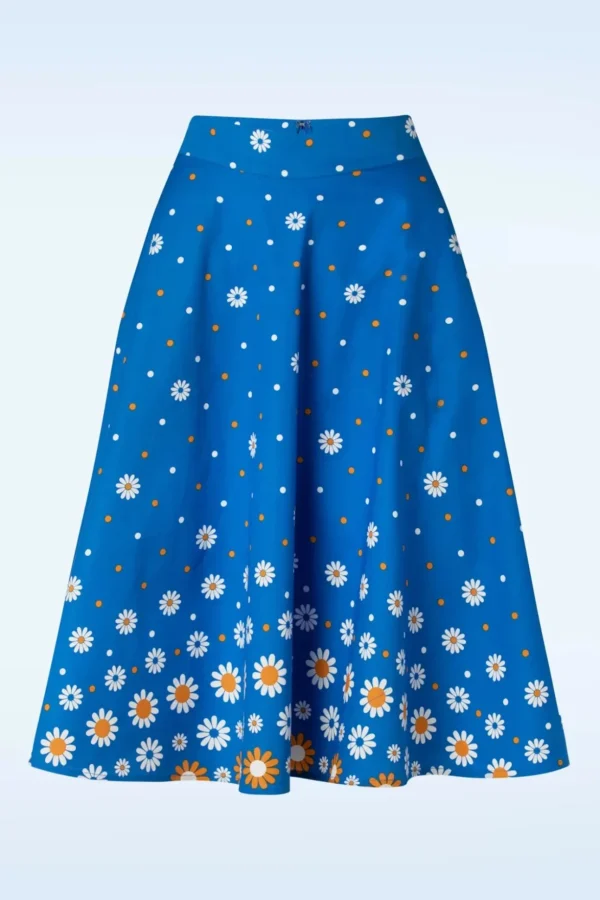 Daisy Days Swing Rok In Blauw-Banned Retro Store