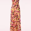 Deveny Abstract Floral Maxi Jurk In Roze En Geel-Vintage Chic for Topvintage Discount