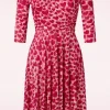 Ditsy Heart Swingjurk In Rood En Roze-Vintage Chic for Topvintage Outlet