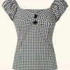 Dolores Gingham Top In Zwart En Wit-Collectif Clothing Discount