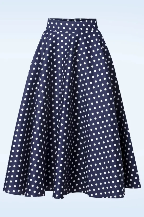 Dot Days Swing Rok In Navy-Banned Retro Cheap