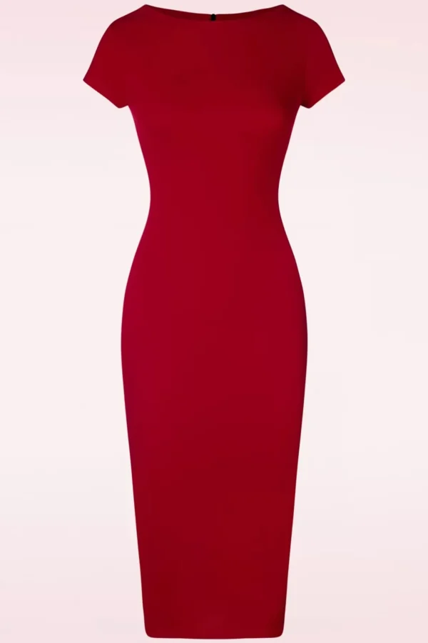 Effen Jurk In Rood-Vintage Chic for Topvintage Clearance