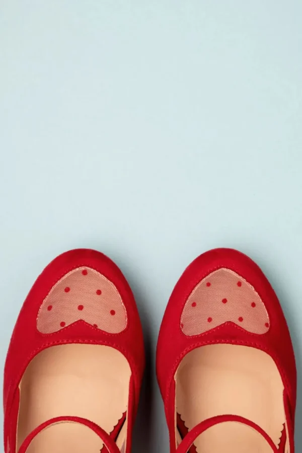 Elegante Spots Pumps In Rood-Banned Retro Outlet