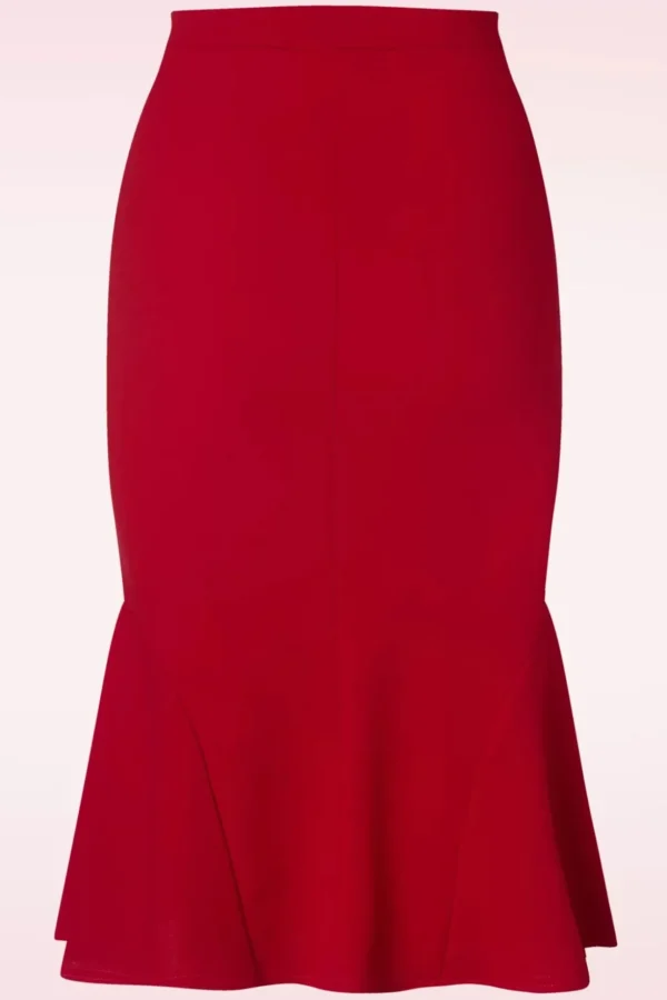 Ellie Crepe Pencil Rok In Rood-Vintage Chic for Topvintage Best