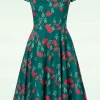 Exclusief Bij Topvintage ~ Olivia Swingjurk Met Korte Mouwen In Blauwgroen-Topvintage Boutique Collection Fashion