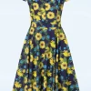 Exclusief Bij Topvintage ~ Olivia Swingjurk Met Korte Mouwen In Donkerblauw-Topvintage Boutique Collection Online