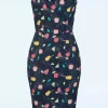 Exclusief Bij Topvintage ~ Adriana Cocktails Mouwloze Penciljurk In Donkerblauw-Topvintage Boutique Collection Outlet