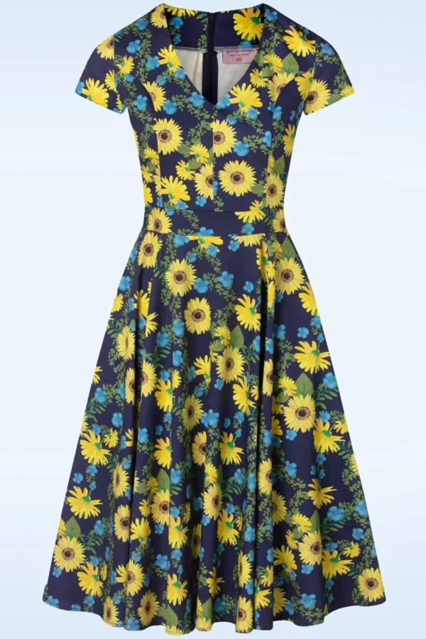 Exclusief Bij Topvintage ~ Olivia Swingjurk Met Korte Mouwen In Donkerblauw-Topvintage Boutique Collection Online