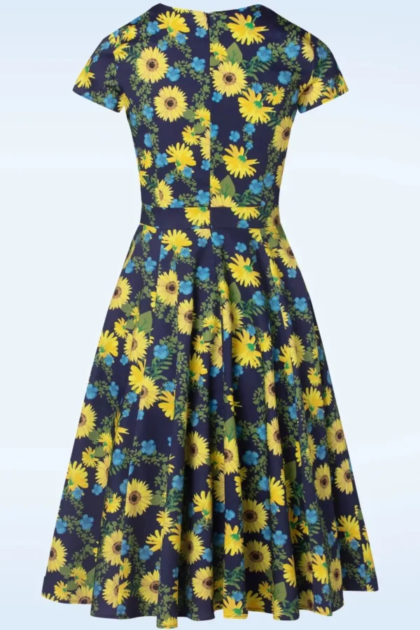 Exclusief Bij Topvintage ~ Olivia Swingjurk Met Korte Mouwen In Donkerblauw-Topvintage Boutique Collection Online