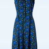 Flower Power Jurk In Blauw-Banned Retro Cheap