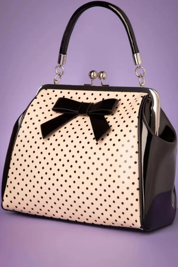 Frances Polka Star Tas In Zwart En Blush-Banned Retro Discount