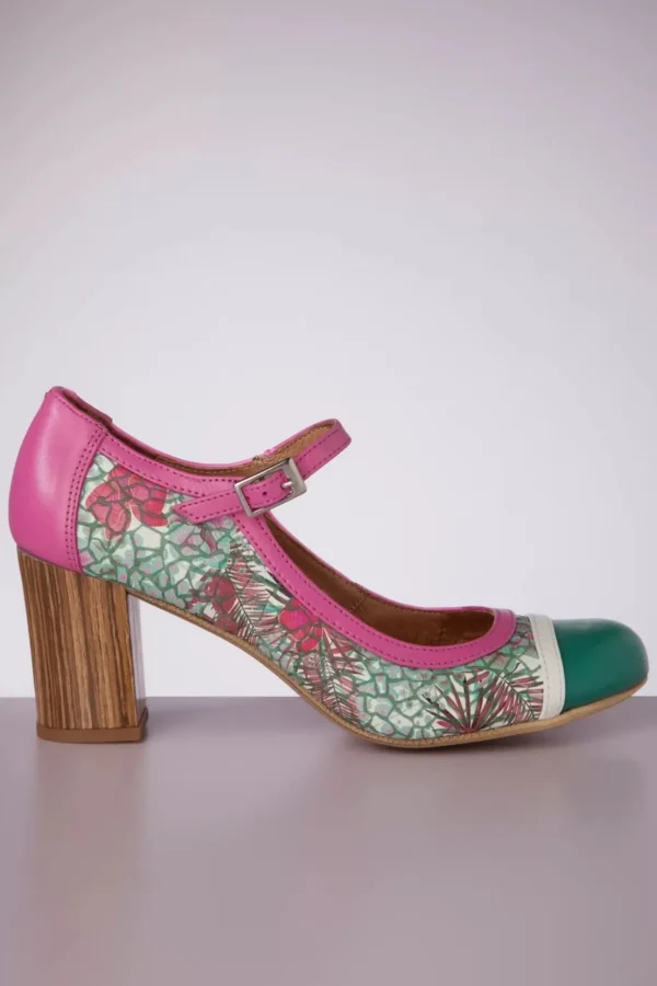 Frida Mary Jane Pumps In Fuchsia En Groen-Nemonic New