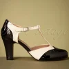 Gatsby T-Strap Pumps In Zwart En Wit-Chelsea Crew Fashion