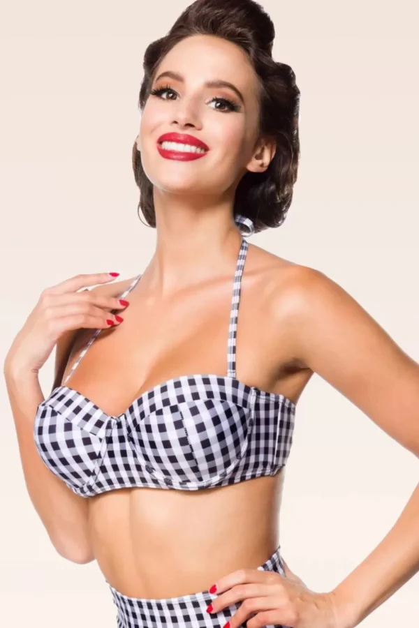 Gigi Gingham Bikinitop In Zwart En Wit-Belsira Cheap