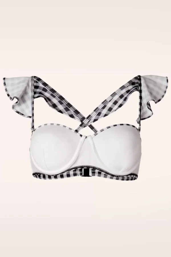 Gigi Gingham Bikinitop In Zwart En Wit-Belsira Cheap