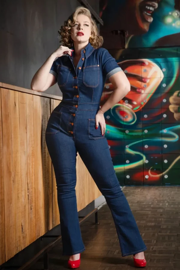 Gloria Lee Jumpsuit In Denimblauw-Rock-a-Booty Clearance